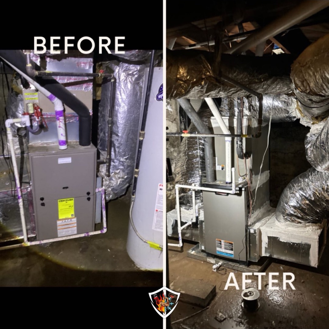 Before and after indoor HVAC equipment replacement