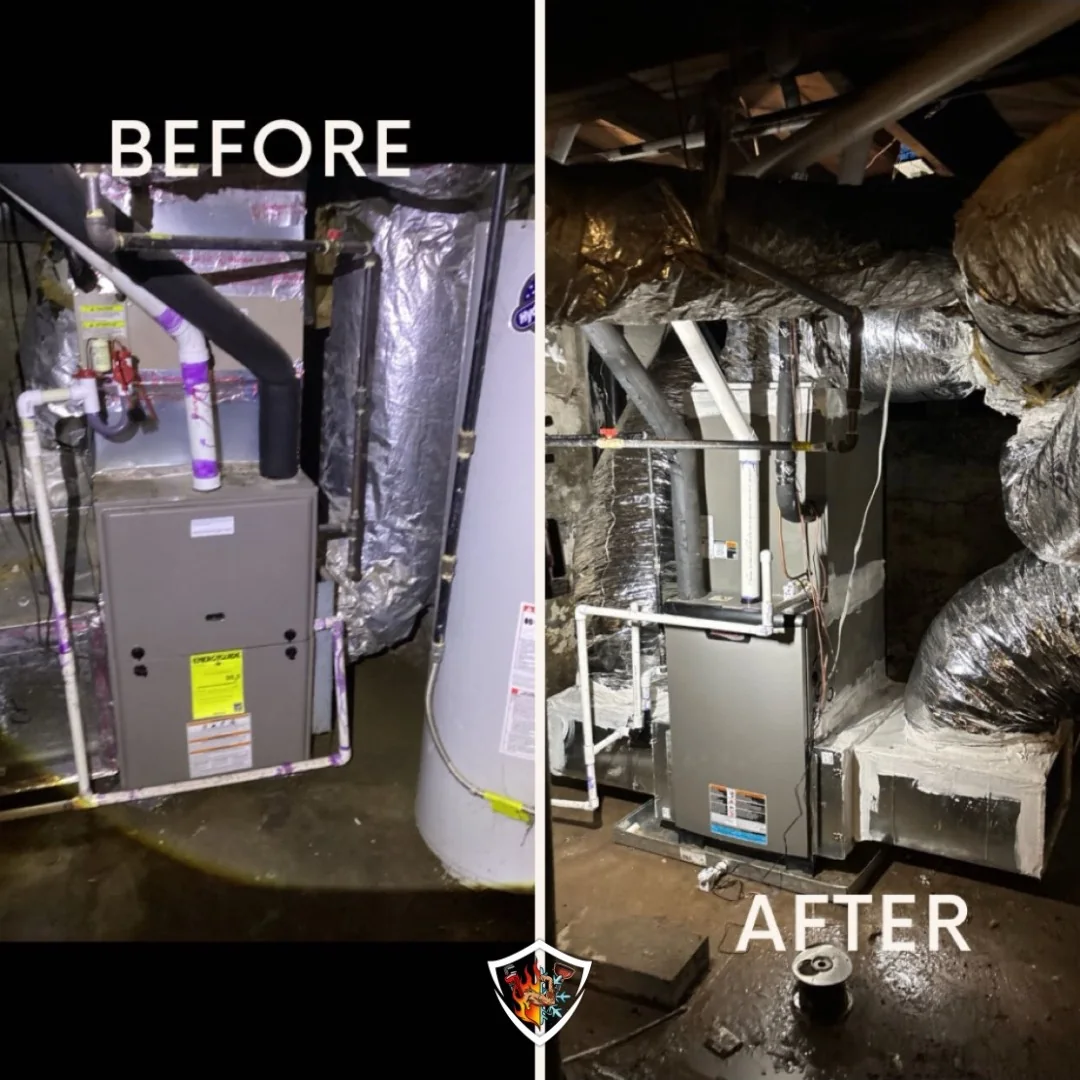 Before and after indoor HVAC equipment replacement