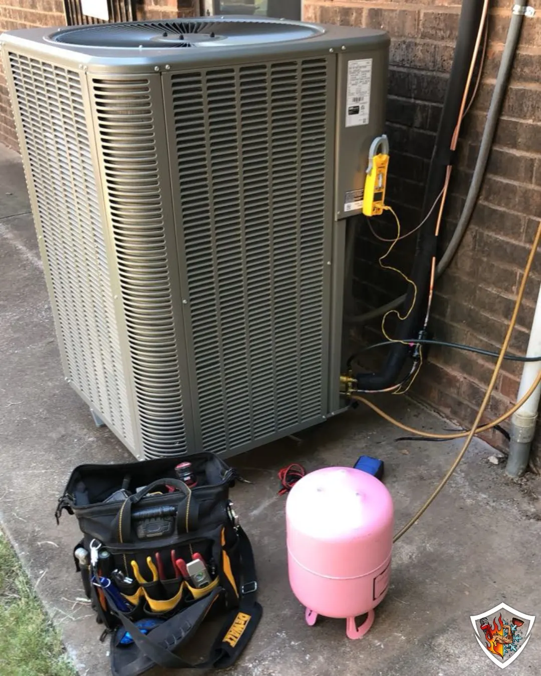TradeStrong charging a new Lennox air conditioner in Yukon