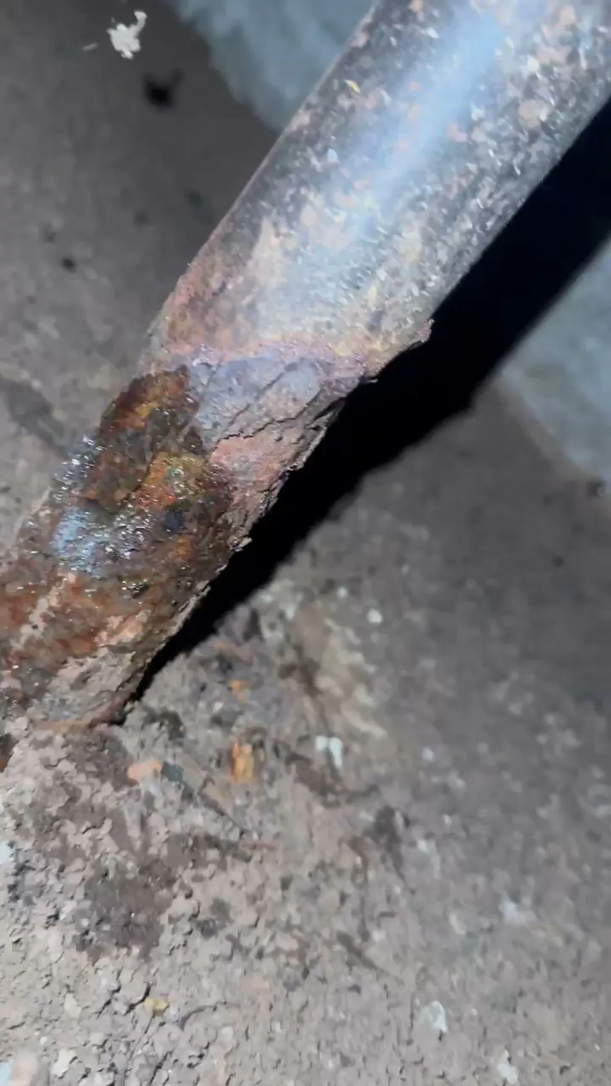 Serious gas leak found at the crawlspace entry