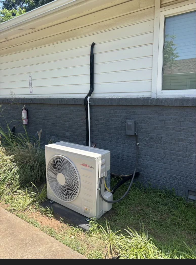 Professionally installed Lennox ductless mini-split outdoor unit in Edmond Oklahoma