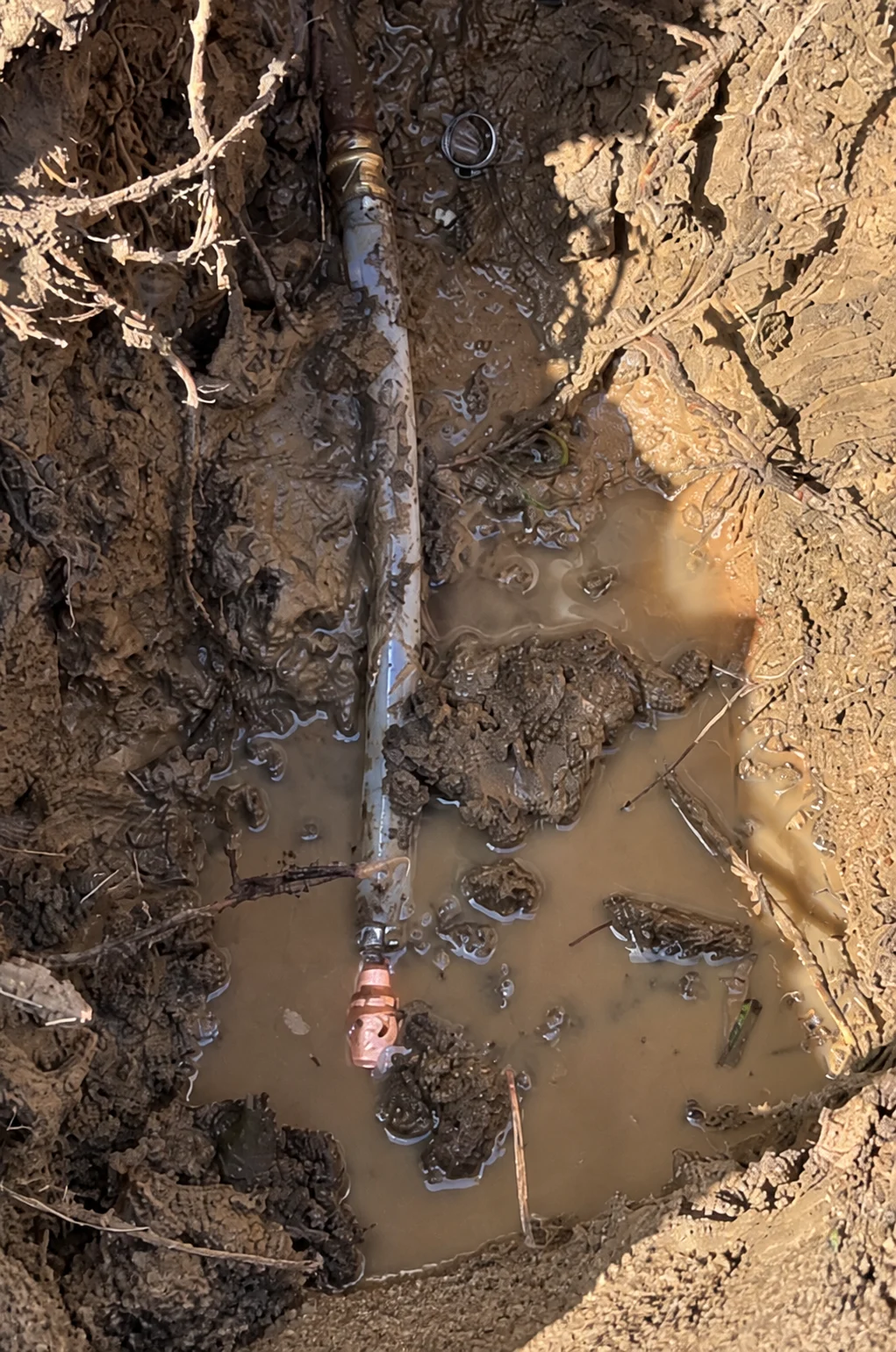 Repaired underground PVC and copper water-service connection in south Oklahoma City