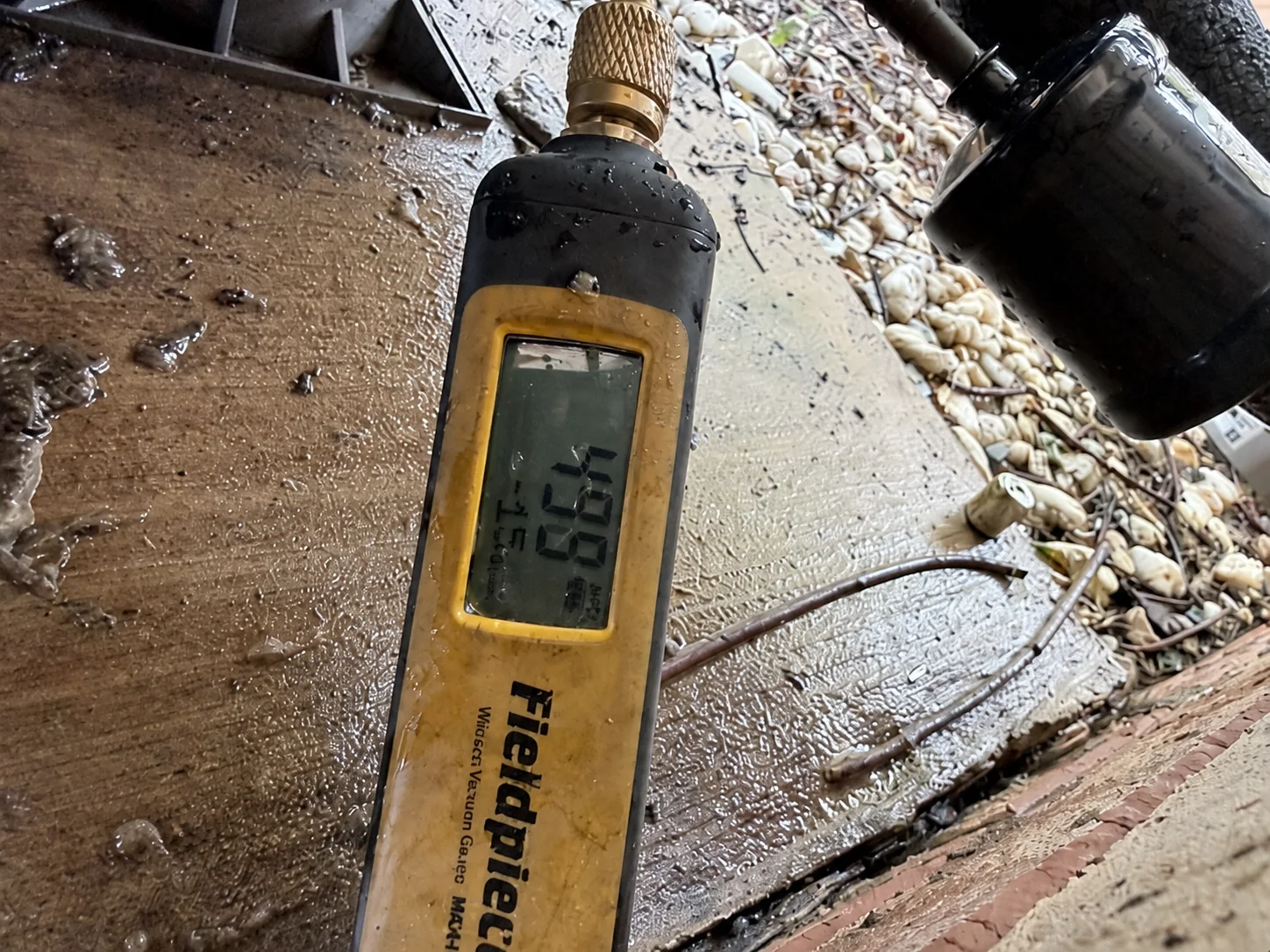 Vacuum test performed during an AC compressor replacement in Edmond, Oklahoma